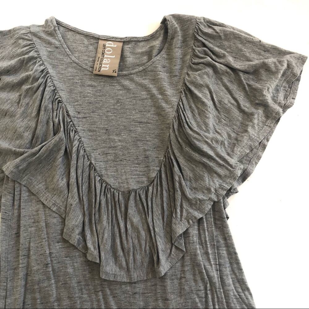 ANTHROPOLOGIE DOLAN Grey Ruffle Knit Top XS